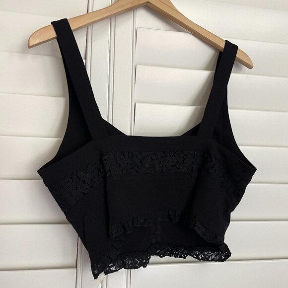 NWOT Free People "Here I go" Black Button Up Floral Cropped Brami Sz Medium - Picture 5 of 7